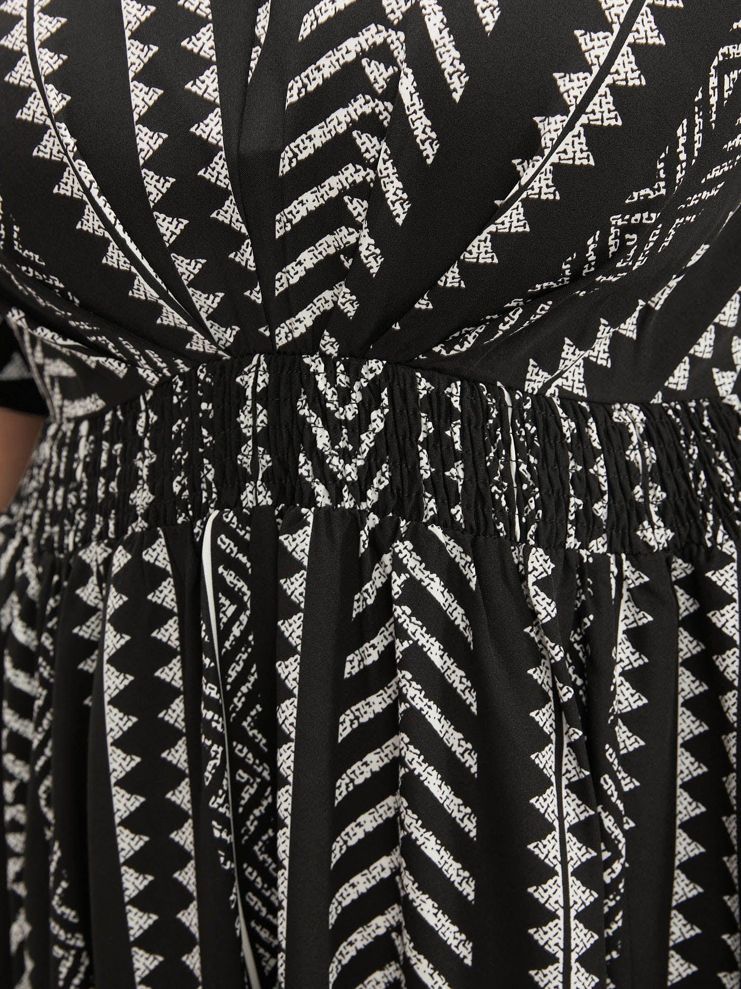 BLOOMCHIC Solid Geometric Dolman Sleeve Pocket Shirred Split Hem Beige Blue Black Half Sleeve Fit Long Dress Spring Summer Casual Vneck Elegant Shortsleeve Womenswear 2026 Spring Break Gift For Easter's Day Mother's Day