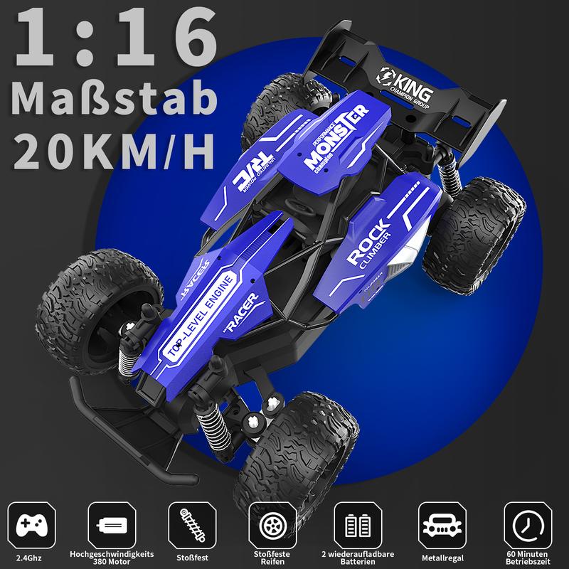 CAROX Remote Control Car - 2.4GHz High Speed Off-Road 20KM/H RC Drift Cars Toys, 1:16 Monster RC Truck Off Road with Rechargeable Battery Gifts for Adults Boys 8-12 RC Car，ldeal Gift for Boys 6+，for Christmas and New Year