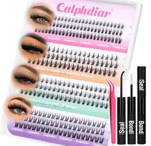 calphdiar Bottom Lash Clusters Kit DIY Eyelash Extensions 4 Styles Bottom Lashes Extension Kit Wispy Lower Eyelash Clusters Kit 5-7mm Natural Individual Lashes 225Pcs for Bottom Lash Extension