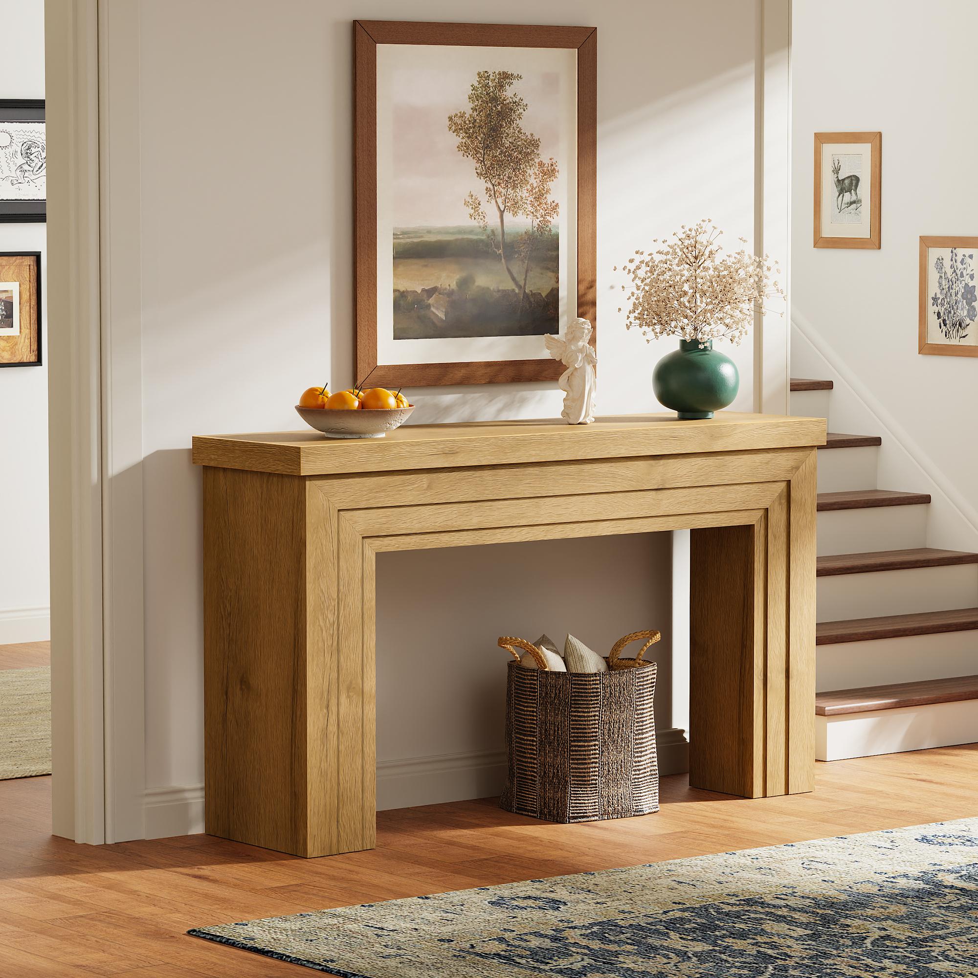 Huuger 54 Inch Entryway Table, Retangular Console Table with Storage, Farmhouse Sofa Table Behind The Couch, Long for Entrance, Hallway, Foyer, Living Room