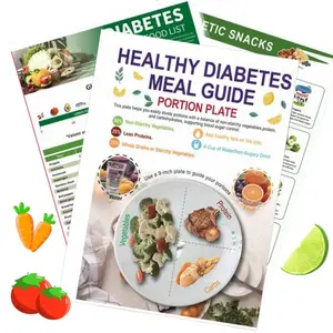 Healthy Blood Sugar Dietary Guide Set - Food List, Meal Planning Chart, Low GI Calories, Carbs & Vitamin Handbook for Type 1 & 2 Support, Party Favors