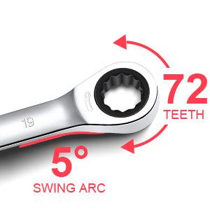 【GARVEE】14 Pieces Ratcheting Wrench Set with Fixed Head Combination Wrenches, Metric 6-19mm, Chrome Vanadium Steel, Storage Bag Included