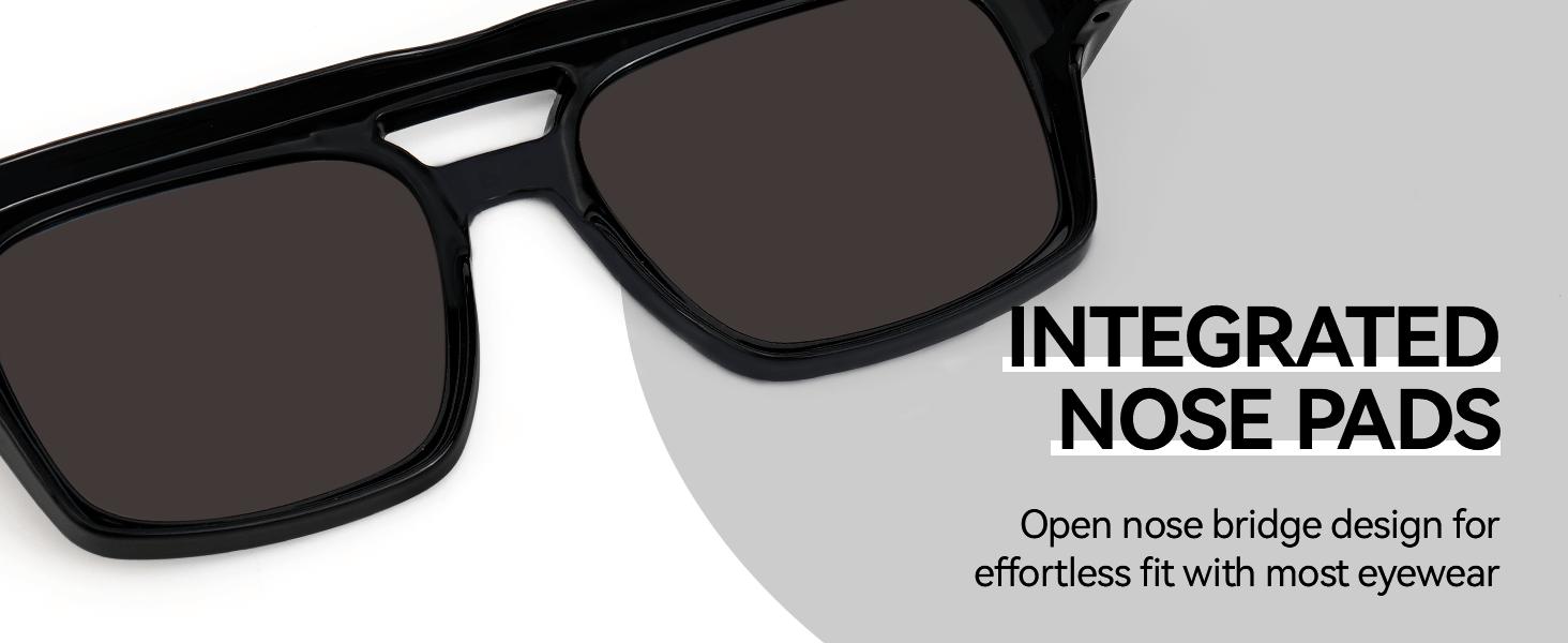 Meeloog Polarized Fit Over Sunglasses for Men & Women,Outdoor Fashion Rectangular Aviator Style, Lightweight & Flexible TR90 Frame, UV Protection Sunglasses Over Glasses ST0081 Functionality Coating Lens