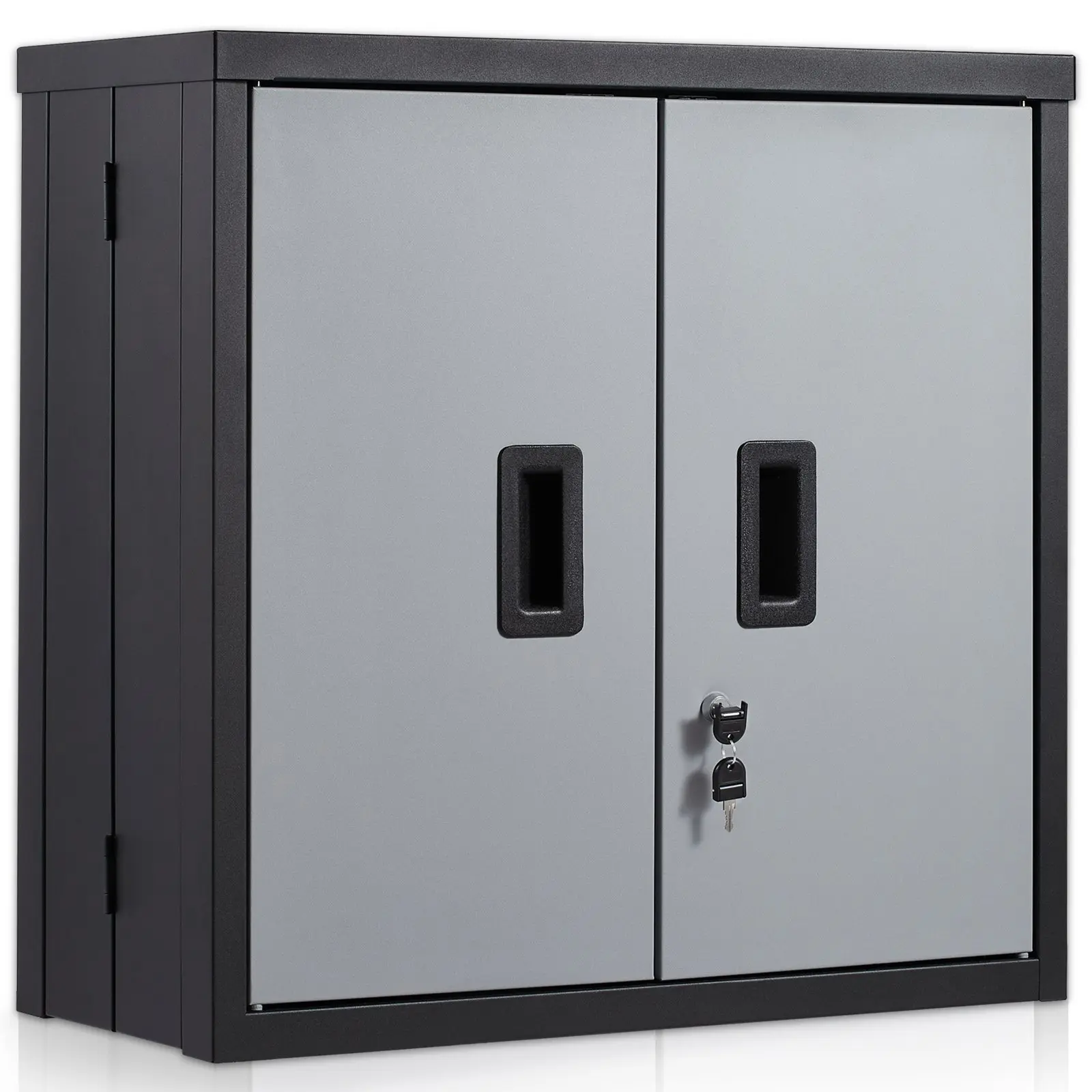 Black Foldable Metal Wall Cabinet - 26x12x26 in, Wall-Mounted Tool Organizer, 240 LBS High Capacity, Adjustable Shelf, Magnetic Door File Locker for Garage, Home