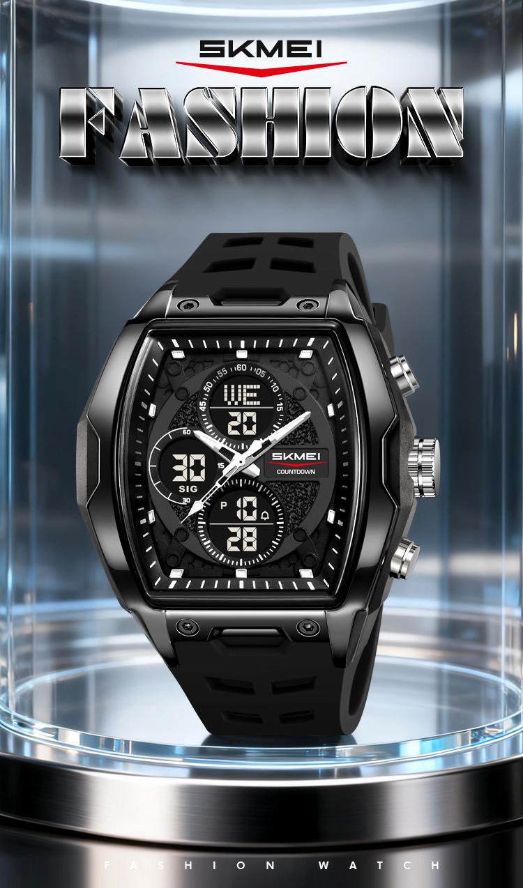 SKMEI Unisex Large Size Barrel-Style Plastic Ana-Digi Hybrid Display Skeleton Digital Wristwatch, Wide Silicone Band, Backlit LED, Stopwatch, Alarm, ABS-Resin Build for Work & Daily Wear SKMEI Unisex Large Size Barrel-Style Plastic Ana-Digi Hybrid Display Skeleton Digital Wristwatch, Wide Silicone Band, Backlit LED, Stopwatch, Alarm, ABS-Resin Build for Work & Daily Wear