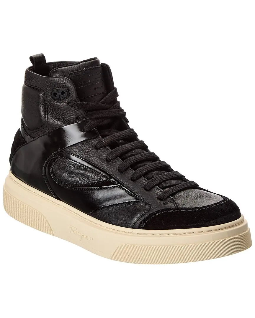 Ferragamo Cassio Leather High-Top Sneaker