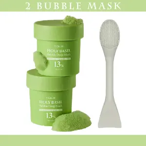 Holy Basil Bubble Deep Mask – Holy Basil & Carbonated Water for Cleansing Pores & Blackheads, Suitable for All Skin Types, Vegan Clay-to-Bubble Wash-Off Mask (90g / 3.17 oz) Holy Basil Carbonated Bubble Mask