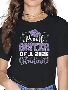 100% Cotton Super Proud Sister of 2026 Graduate Senior Graduation Family T-Shirt