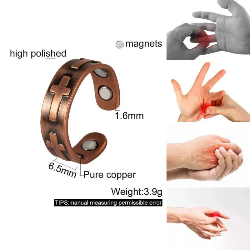 Handcrafted Cross-Shaped 99.99% Pure Copper Ring with Magnetic Properties - Perfect Gift for Boyfriend Girlfriend Family & Friends