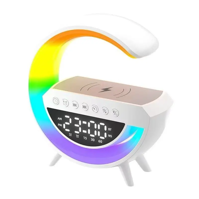 BT-3401 Multifunctional Desk Clock - RGB Smart Ambient Speaker, Bluetooth Speaker, Wireless Bedside Charger, Digital Smart Device, Rechargeable Wireless Unit, Lightweight Portable Audio for Bedroom & Children's Room Decor, Bluetooth Speakers, Bedside Char