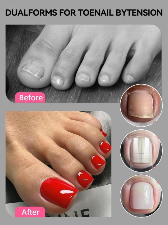 Morovan Double toe nail molds, 150 pieces, 15 sizes, reusable full-coverage molds for polyester extension gel