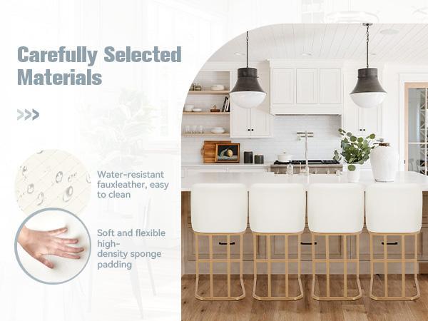 Sophia & William Modern 24 inch Bar Stools, Leather Counter Stools with Back, Kitchen Island Chairs, Counter Height Bar stools Fall Deals For You