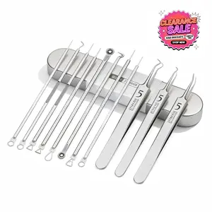 Acne Cell Clip Set 11-Piece Blackhead Tweezers Needle Kit for Effective Acne Management Beauty Salon Special Artifact Squeezing Tool Face Guasha Omni Lux LED Fulog