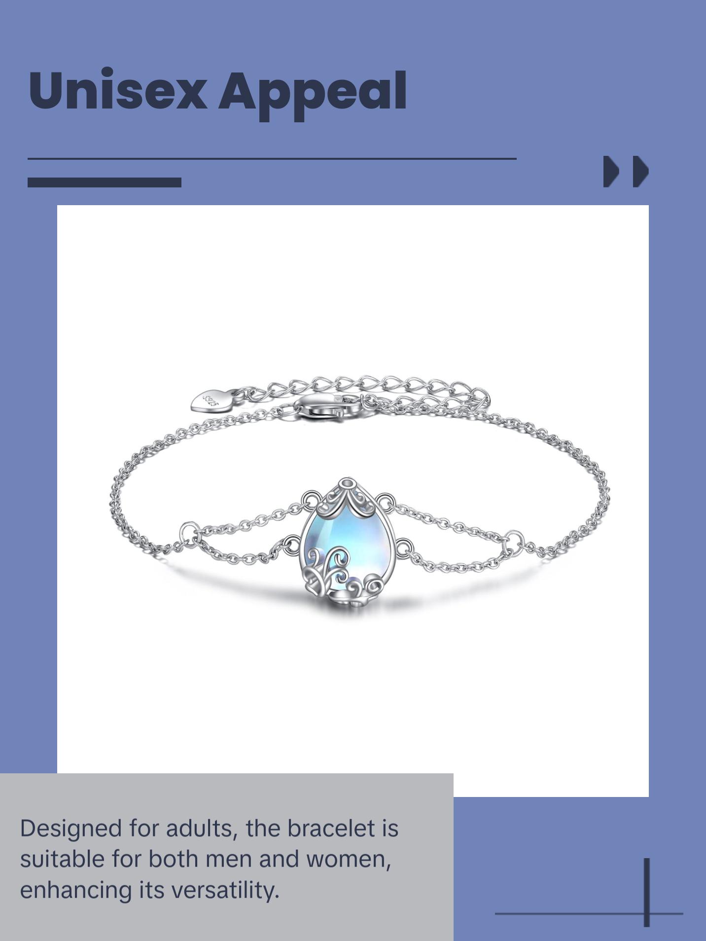 Adjustable Sterling Silver Moonstone Bracelet