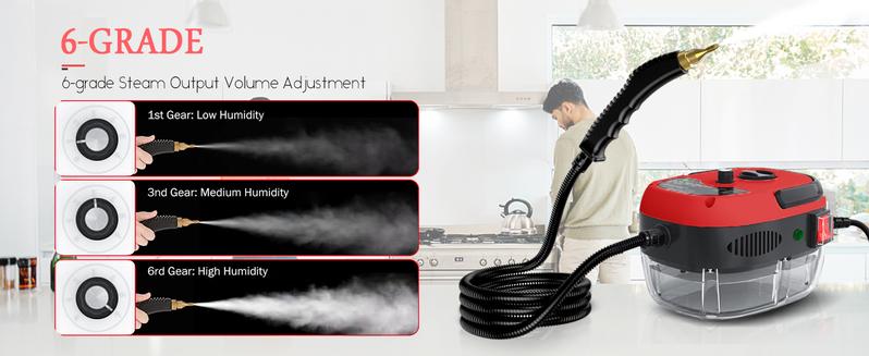 2500W Portable Handheld Steam Cleaner High Temperature Pressurized 2.2m Flexible Spray Gun 3 Brush Heads for Kitchen Bathroom Car
