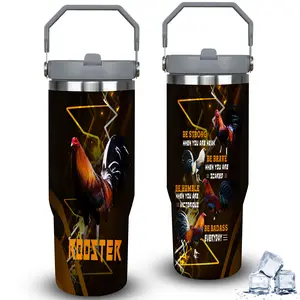 1pc 30oz Rooster Art Tumbler with Lid, Insulated Travel Mug, Gift for Women Men, Ideal for Halloween, Independence Day, Memorial Birthday Gift, Coffee Cup, weird stuff