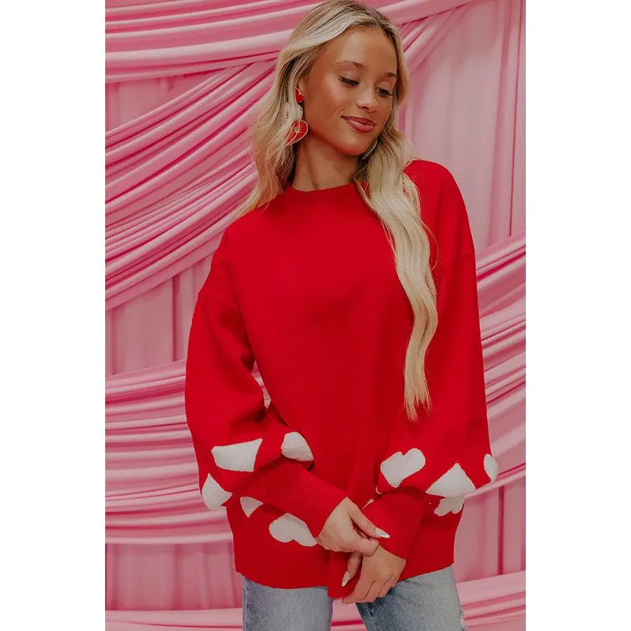 Open Heart Knit Sweater in Red
