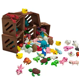 24pcs Mini Animals Articulated Toy Set, Flexible Fidget 3D Printed Animal Figurines, Durable ABS Material, for Ages 3-6