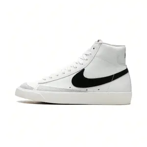 Men's Nike Blazer Mid 77 Vintage Casual Trainers, White-Black Colorway, Style Code BQ6806-100