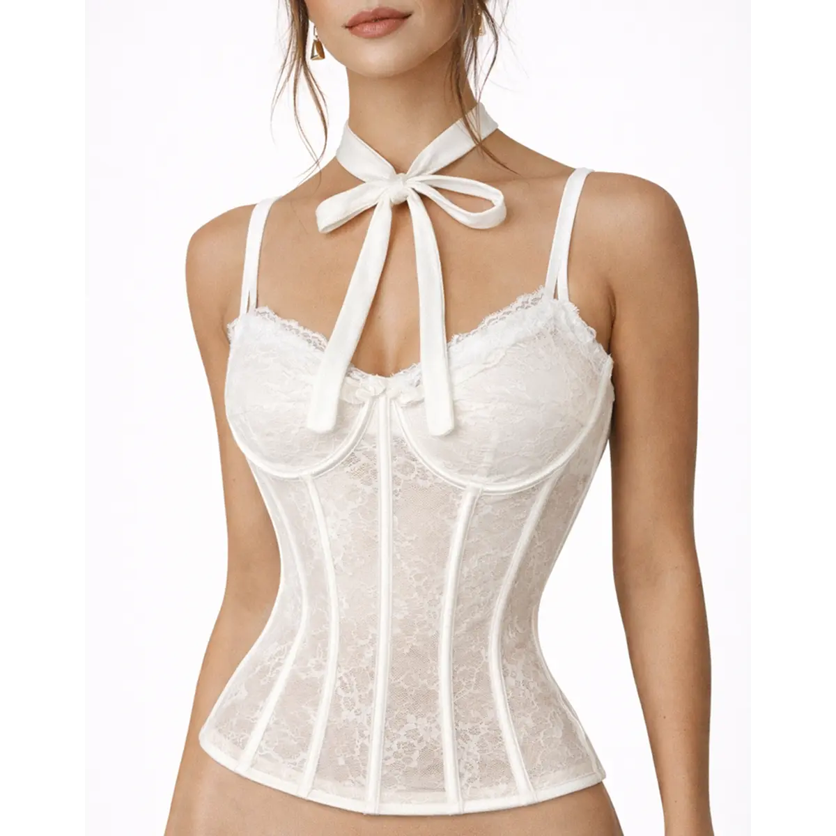Ivory Lace Corset Halter Top