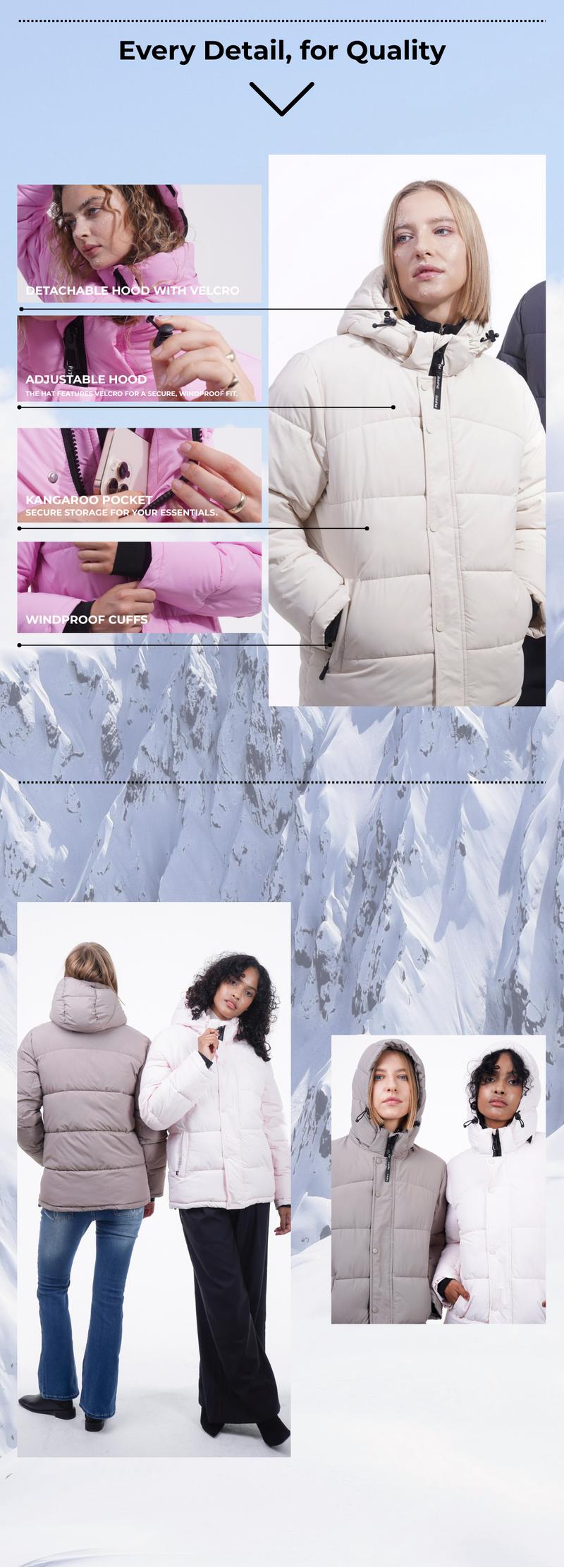 【Last Sale】PUFFIT WarmCore Premium Detachable-Hood Puffer Jacket | Classic Lightweight Winter Coat, Windproof, Water-Repellent, Adjustable Drawstring Design