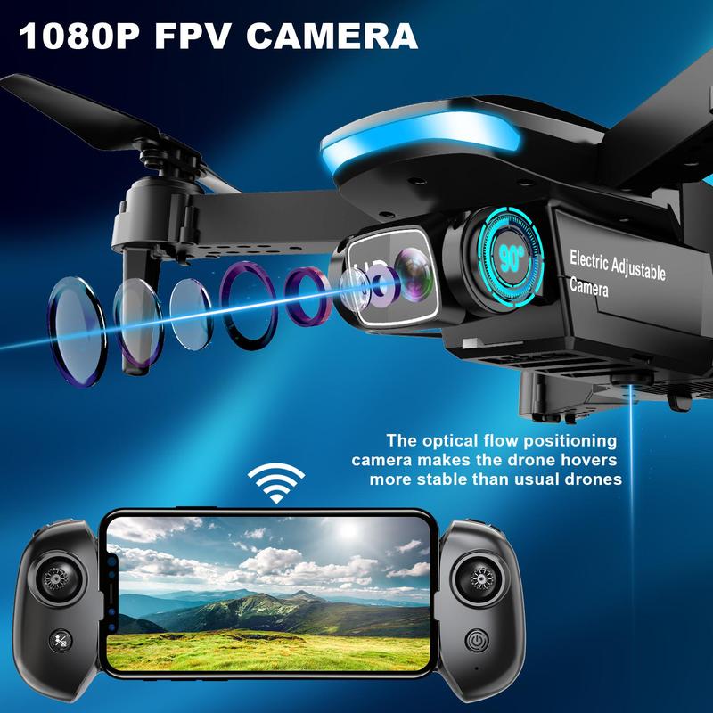 1080P HD Camera Drone for Beginners (Kids/Adults) - Foldable Mini Design, Stable Hover, Trajectory Flight, 90° Lens, 3D Flip, One Key Start - Gift Idea!