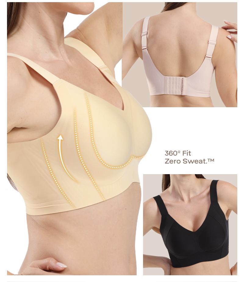 【Live】Comfelie M-4XL Women's Minimizer Wireless Bras Full Coverage Seamless Supportive, Back Smoothing T-Shirt Bra with Padded Everyday Bra GB003