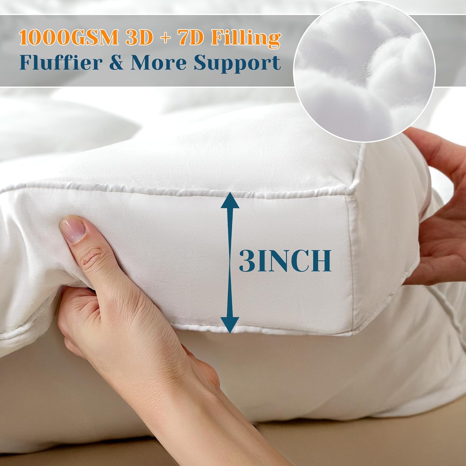 Raybee 2- 3 Inch Mattress Topper for 8-21"Deep, Ultra Soft Thick 500- 1000gsm Mattress Pads, 360° Warpped Mattress Protector Cover, Cooling Breathable Bed Topper Pad, Pressure Relief, Twin/Twin XL/Full/Queen/King, White