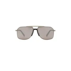 Prada Rectangular Sunglasses in Matte Silver & Purple Brown Mirror Silver