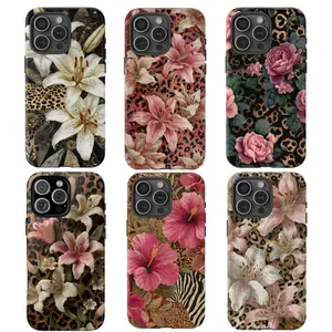 Floral Lily Leopard Phone Case, Pink Hibiscus Cheetah Zebra Aesthetic iPhone 17 16 15 14 13 12 11 X Plus/Air/Pro Max/Pro, Classy Girl, Y2k Preppy and Cute, Unique Accessories, Durable