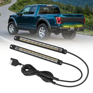 Nilight Truck Tailgate Light Strip 7 Inch Aluminum Frame Double Row 60 LED Red Running Brake Light Amber Sequential Turn Signals Strobe Light Bar for Truck Trailer Hitch Cargo Carrier Luggage Rack, Led Car Lights, Trailer Light Kit