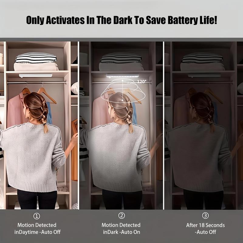 Magnetic Smart Sensor Light 6-Piece LED Motion Sensor Light Strip Set USB-Rechargeable Adjustable Indoor Lighting Ideal for Kitchens Closets Pantries Cupboards Bathrooms Staircases Sink Cabinets Garages Valentine's Day Gift kitch