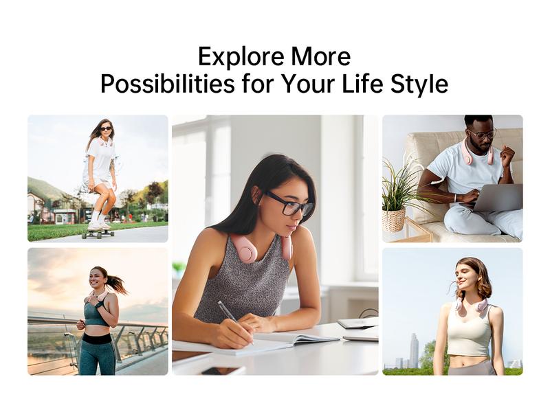 Jisulife Portable Neck fan Hands Free Bladeless Fan 4000mAh Battery Operated Wearable Personal Fan Rechargeable 3 Speeds Gifts for Women Men