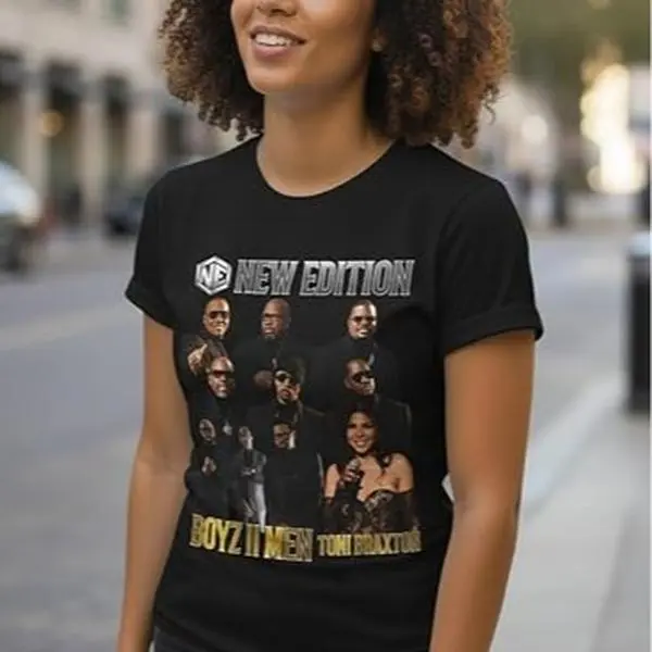 The New Edition Way Tour Collage T-Shirt | Boyz II Men & Toni Braxton Vintage Graphic, R&B Icons Concert Tee, Unisex 90s Music Fan Gift.