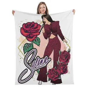 Anime style Selena Quintanilla Pattern Blanket, Soft Warm Throw Blanket, Air-conditioned Room Blanket, Warm Nap Blanket for Home & Office, Decorative Giftable Blankets
