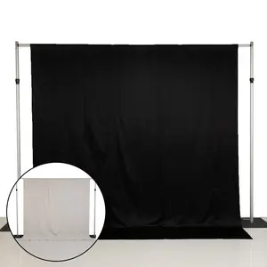 2 Pack 5ftx10ft Blackout Curtains Lamour Satin Drapery Panels Black/Ivory | PU-Coated Double Sided Backdrop for Events, Photography, and Weddings