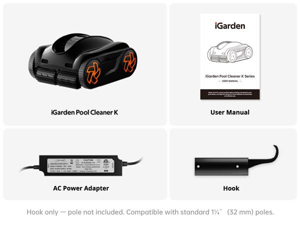 iGarden K Series Cordless Robotic Pool Cleaner for Inground & Above Ground Pools—Cleans Floor, Wall & Waterline with Smart Navigation, Touchscreen, Self-Parking, Up to 9H Runtime. outdoorfun