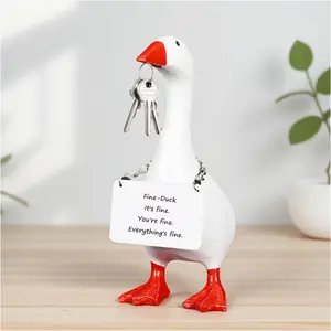 Adorable 7-in magnetic goose-shaped key holder that can be hung on the wall  a resin duck sculpture desktop ornament with a strong magnet under its beak A unique key organizer suitable for entryways bedrooms  offices making it an ideal housewarming gift