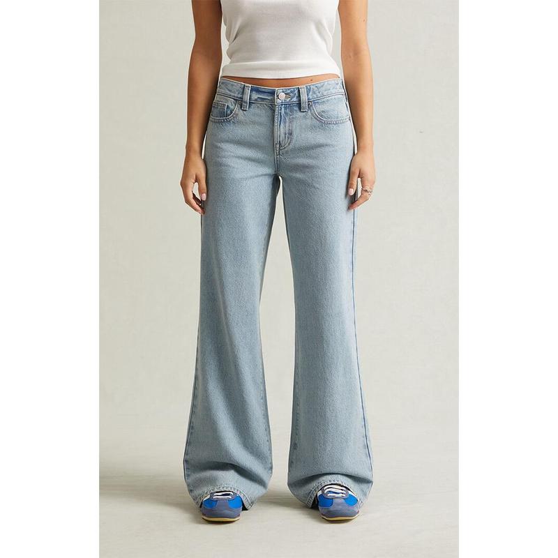 Pacsun Women's Casey Low Rise Baggy Jeans Light Blue Washed
