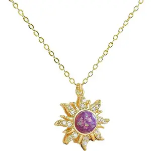 Rapunzel Sun Necklace for Women, Gold Opal Pendant Healing Crystal Design Christmas Trendy Jewelry