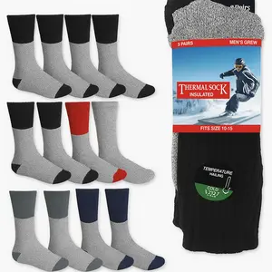 GENERATION SQUARE 12 Pairs Menswear Thermal Crew Socks Heavy Duty Winter Warm Socks Size 10-15 Bestie Bowling Socks Fabric Soft Overall Cotton for Activewear & Sportswear