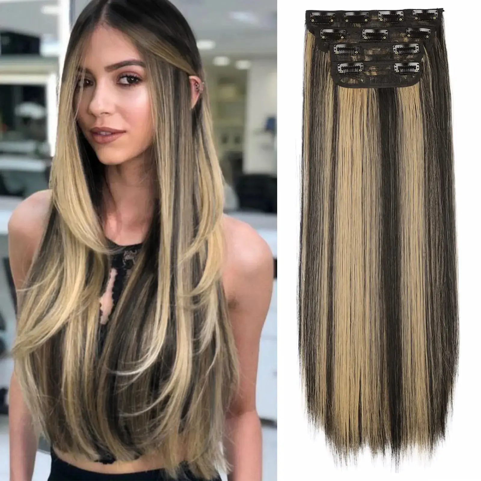 20inch Straight Black mix Blonde