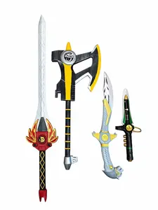Kinstore Power Fantasy Ranger Red Lighting PU Foam Sword Black PU Foam Axe Green Dragon PU Foam Dagger White Saba Saber PU Foam Sword for Cosplay Costume Gift