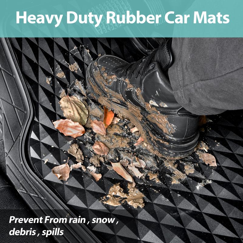 CAR PASS 3pcs Heavy Duty Rubber Car Mats, Deep Dish All-Weather Floor Mat for Car Full Set Durable Anti-Slip 3D Rhombus Waterproof Trim to fit Liner Universal Fit Automotive,Sedan,SUV,Truck Vehicle Carbon