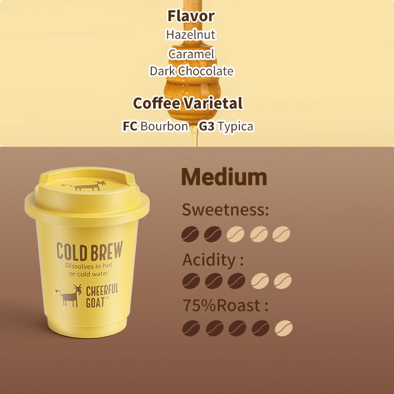 Coffee & Mug Combo Cheerful Goat Freeze-Dried Instant Cold Brew Coffee 15 Cups  No Sugar, No Additives, Low Acid, Healthy for Iced & Hot  Insulated Coffee Mug Combo – Stainless Steel Travel Coffee Tumbler with Ceramic Liner Beverage