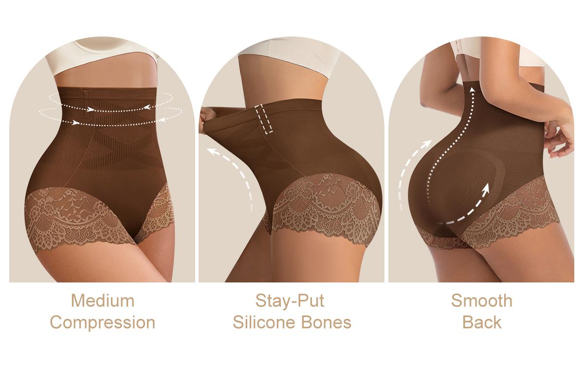 Morelect 4/6 Pcs Women's High Waist Panties, Tummy Control & Butt Lifting Seamfree Briefs, Side Lace Trim Everyday Underwear, All Season Comfortable Undies,S-XXXL Minimalist SpringStatements