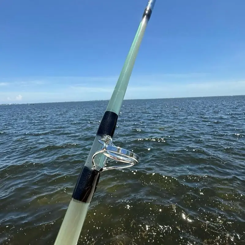 Largo Stick 12 Spinning Fishing Rod 12ft Two Section 7 Guides Medium Light Fiberglass Saltwater Fishing Durable Strong Clear-Green