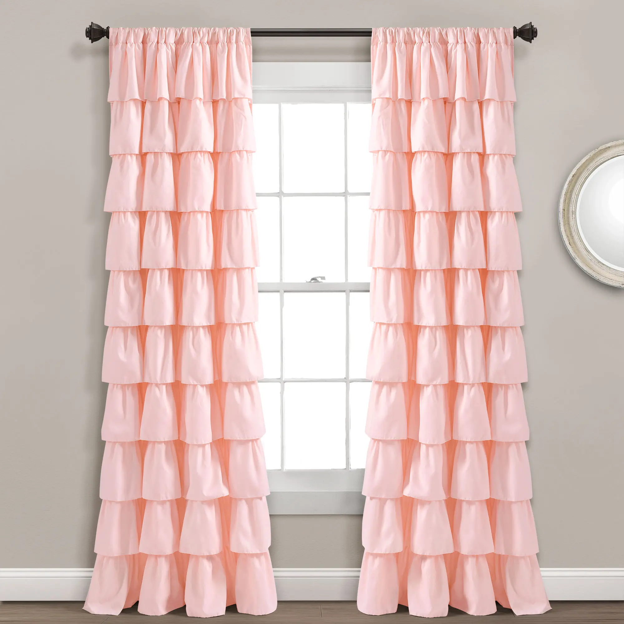 Lush Decor Ruffle Light Filtering Window Curtain (Single Panel) - 50"W x 84"L - Curtains for Bedroom - Nursery Curtains - Coquette Decor
