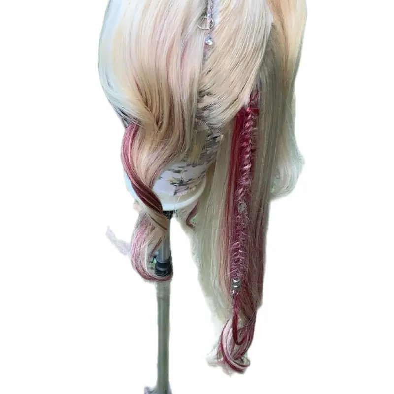 Blonde & Red 24 inch Human Hair Machine Made Wig - Fashion Accessory humanhair for