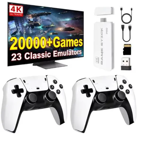 Retro Game Stick with Dual Wireless Controllers, HDMI Plug & Play Game Console for TV Monitor Projector, Ideal Present for All Occasions